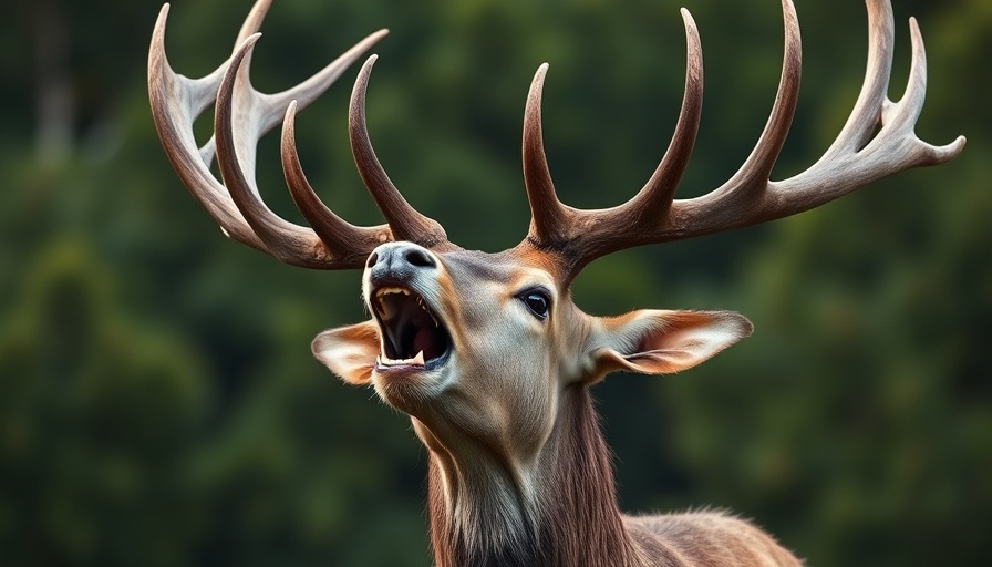 Majestic stag roaring in the forest, related to Zombie Deer Disease.