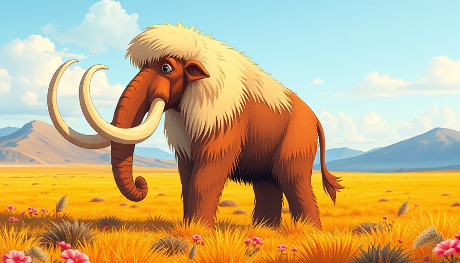 Psychedelic woolly mammoth illustration reflecting ancient DNA research.