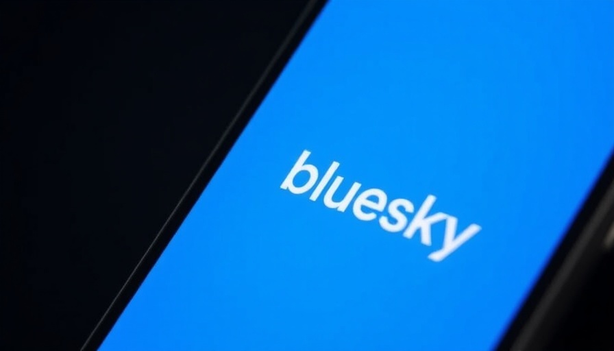 Close-up of Bluesky logo on smartphone against a blue background.