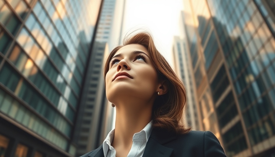 Young woman gazing at skyscrapers, symbolizing the future of private capital investment trends 2024.