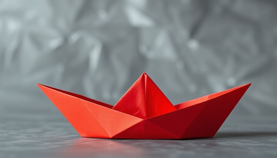 Red origami boat symbolizing no-code web app development.