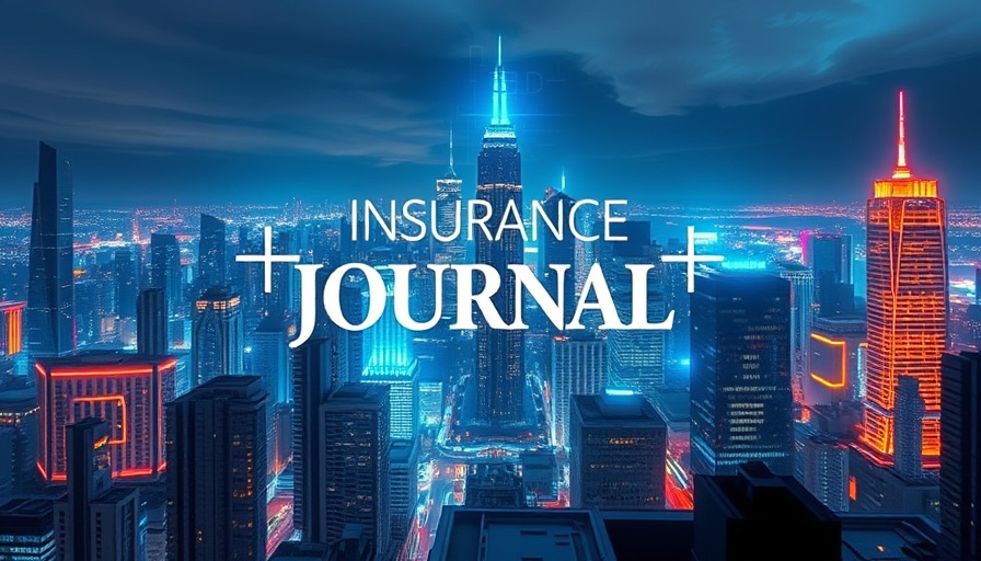 Futuristic cityscape with 'Insurance Journal' overlay, insurers must notify named insureds.