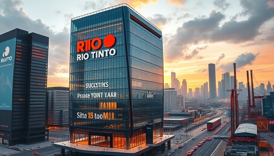 Futuristic Rio Tinto headquarters, urban success scene.