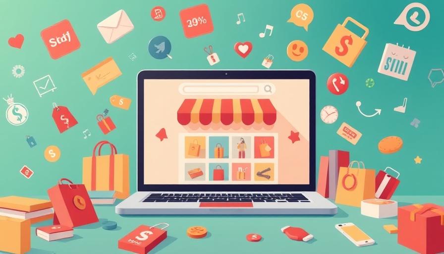 Online shopping illustration for Google Shopping product feed optimization.