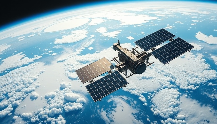 Space station orbiting Earth, concept of moving data centers to space.