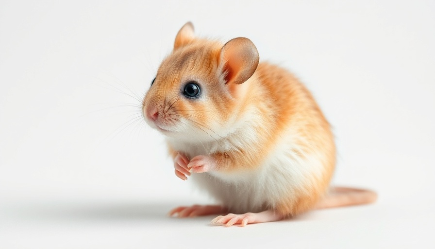 Fluffy light-brown mouse isolated on white background.