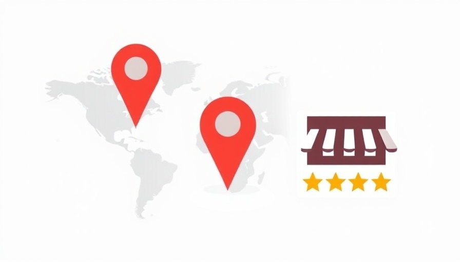 Illustration of a map and coffee shop with star rating.