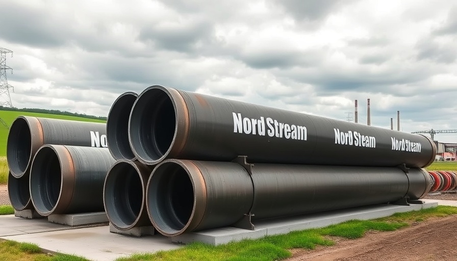 Nord Stream pipes in open field, relating to Germany foreign trade reform and energy transport.