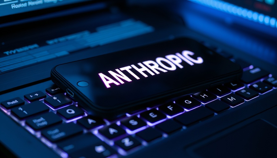 Smartphone displaying ANTHROPIC on keyboard, financial analysis tool.