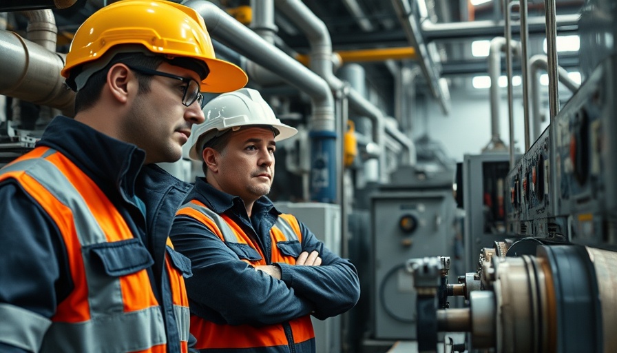 Engineers working on renewable energy infrastructure machinery