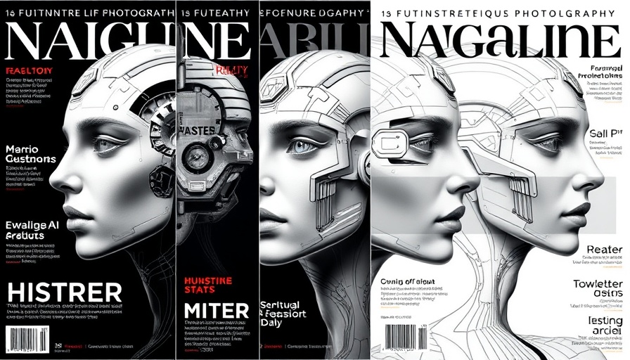 Abstract magazine covers depicting AI design tools for professionals.