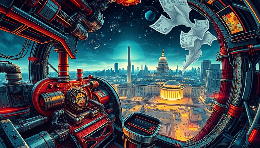 Washington investing in rare earths illustration. Industrial and futuristic elements.