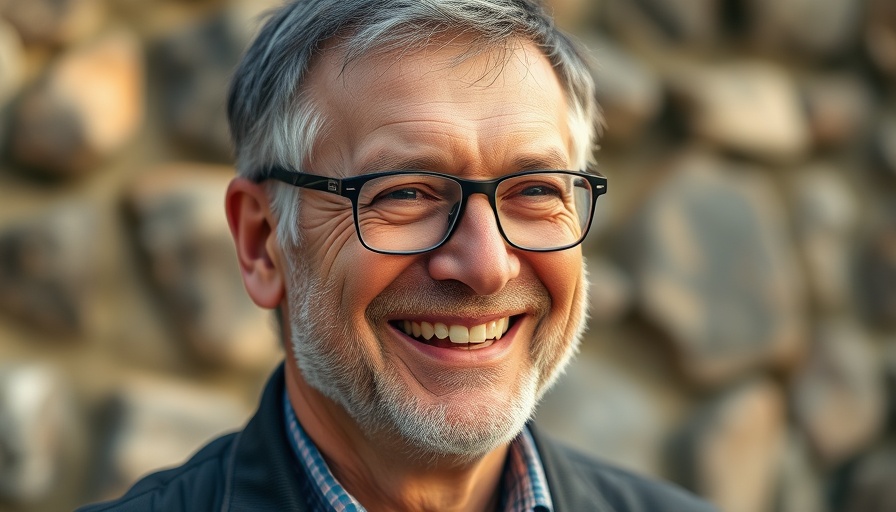 Tech leader smiling outdoors related to Apple AI strategy.