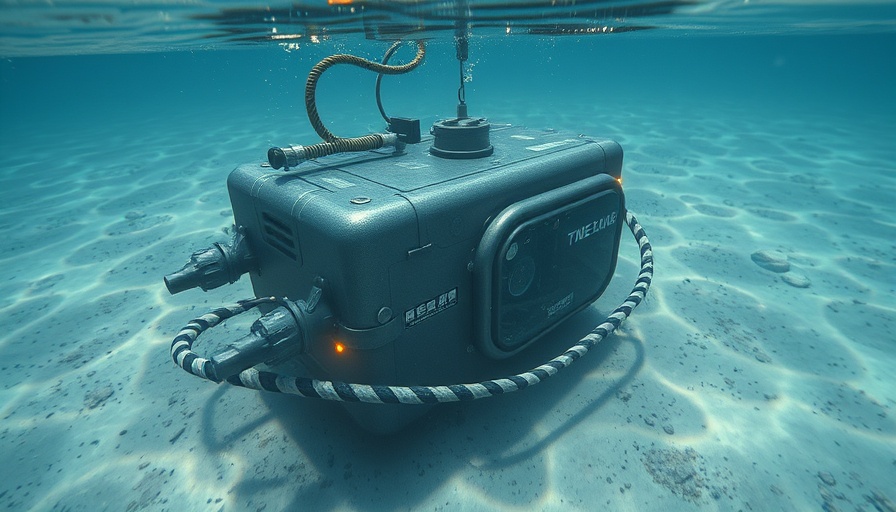 Submerged device in seabed warfare operations beneath blue waters.