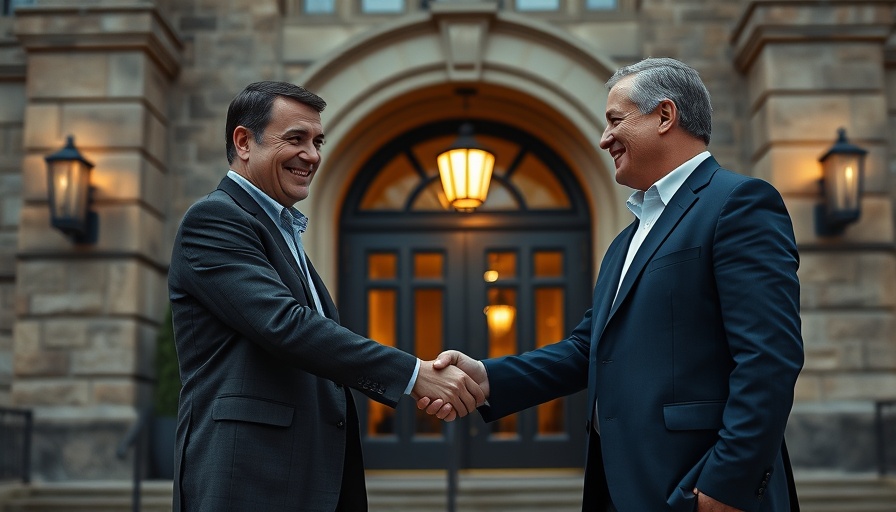 Two men shaking hands at Cyprus Marine & Maritime Institute discussing autonomous maritime capabilities.