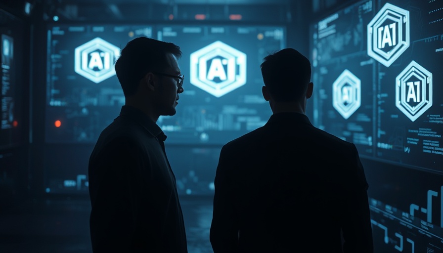 Digital display of AI advancements with holographic effects.