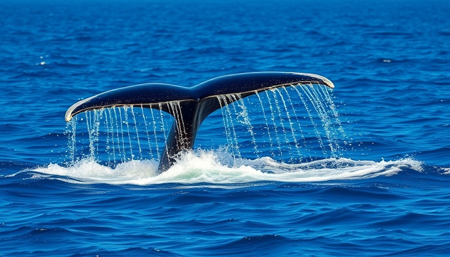 Whale tail emerging from ocean displaying nature's disruptive technology.