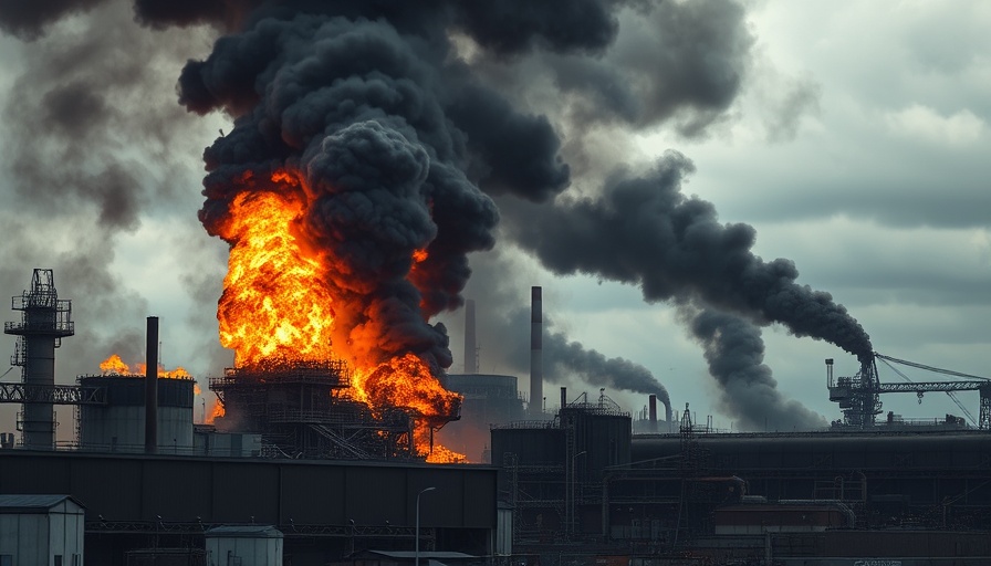 U.S. Steel plant engulfed in flames and smoke after explosion.