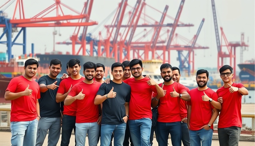 Tsuneishi Shipbuilding trainees from Timor-Leste posing at shipyard.