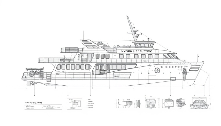 Technical drawing of hybrid-electric ferry in Washington State