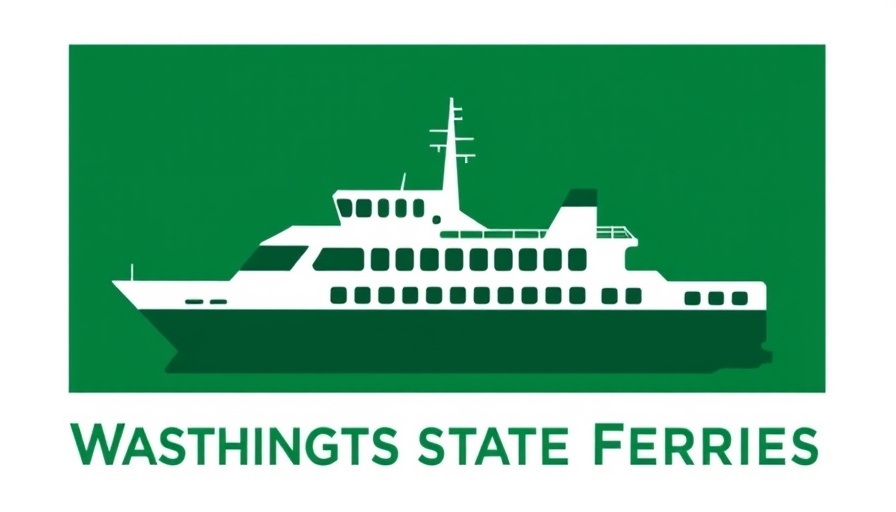WSF hybrid-electric ferry graphic in green with silhouette