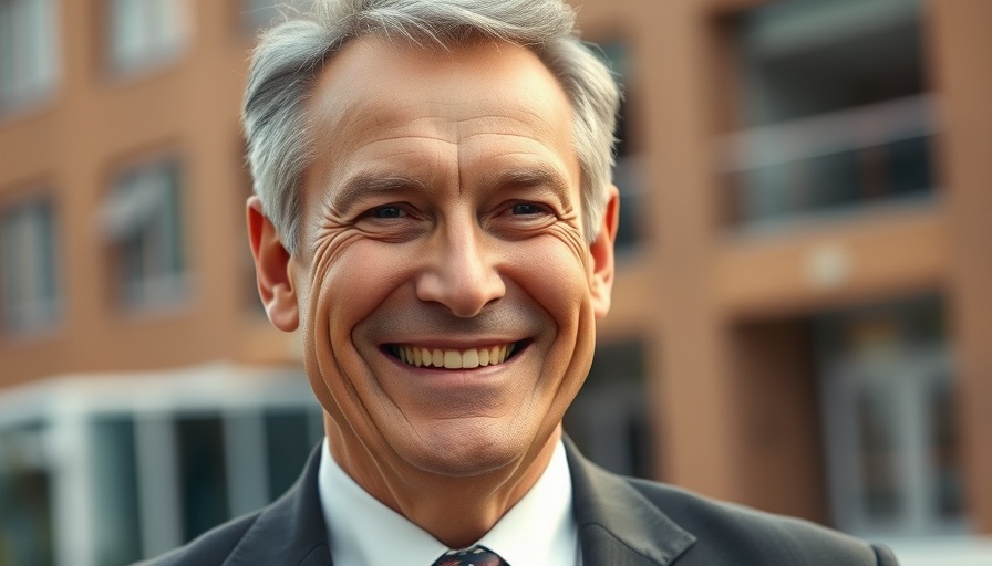 Middle-aged man smiling outdoors, wearing a suit, SoftBank investment in Intel.
