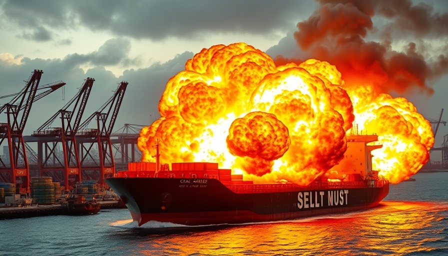Intense explosion on coal carrier W-Sapphire at harbor.