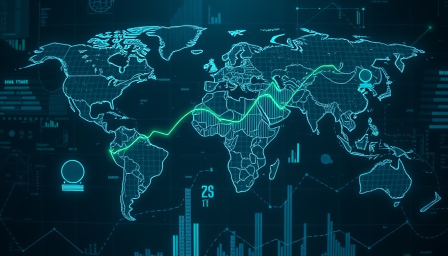 Futuristic global economic growth digital graphs on world map.