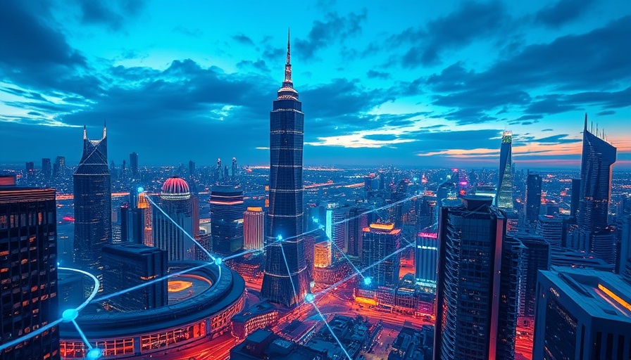 Futuristic cityscape with digital overlay, Insurance Journal.