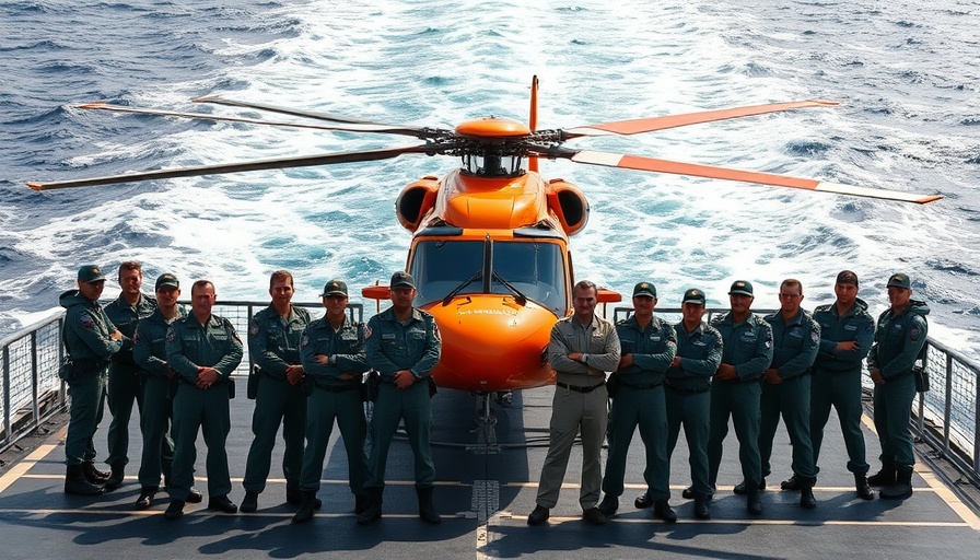 Coast Guard HITRON Drug Interdiction crew on deck with helicopter.