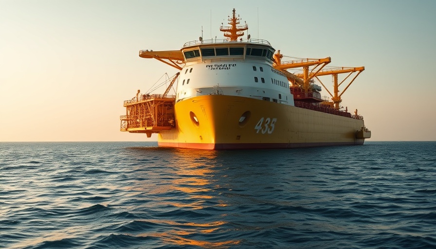 Semi-sub heavy transport vessel carrying offshore structure at sea.