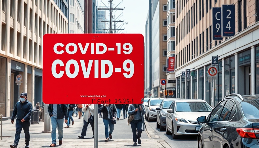 Accessing updated COVID-19 vaccine sign on a busy urban street.
