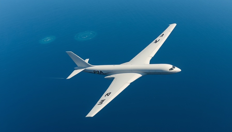 P-8A Poseidon with LRASM integration in flight over ocean.