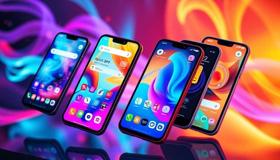 Apple iOS 26 Liquid Glass design showcasing vibrant smartphone interfaces.