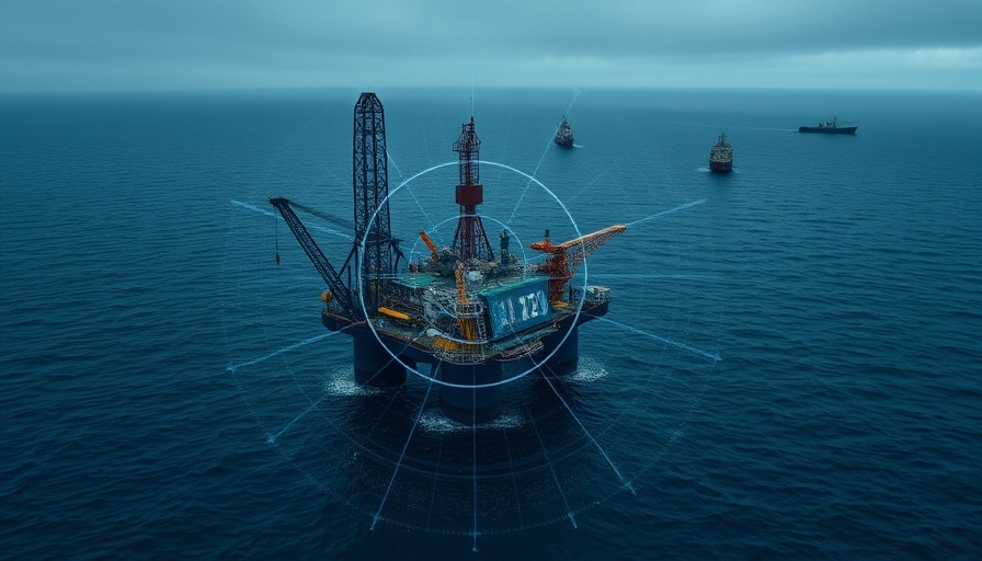 Offshore drone detection at an oil rig with radar system in action.