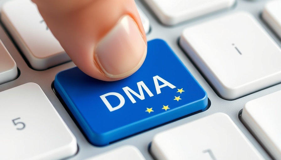 EU Antitrust Fine for Google concept with 'DMA' key on keyboard.