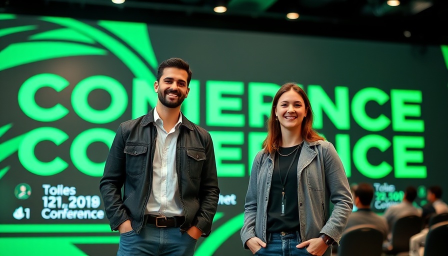 Innovative developer tools conference announcement with smiling professionals.