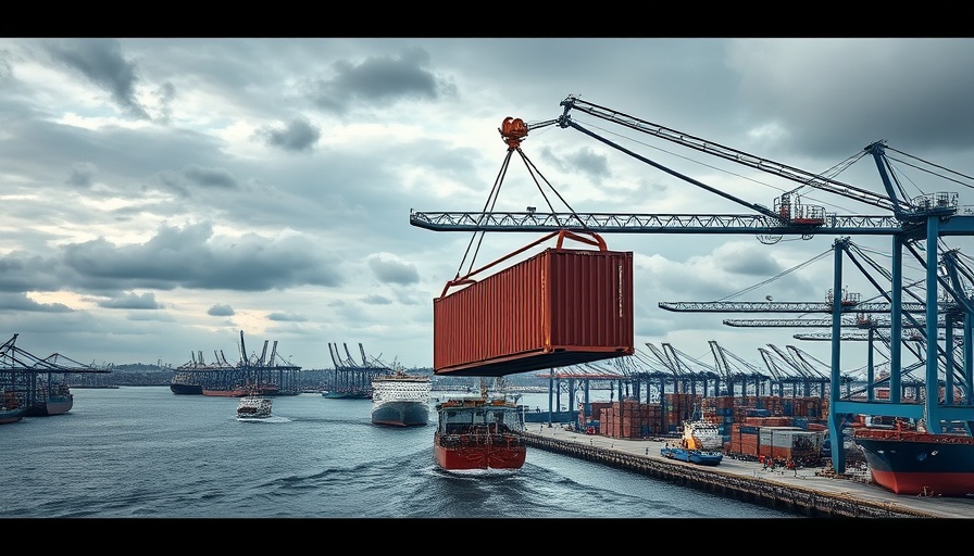 Industrial crane at port during Philippines rice import ban.