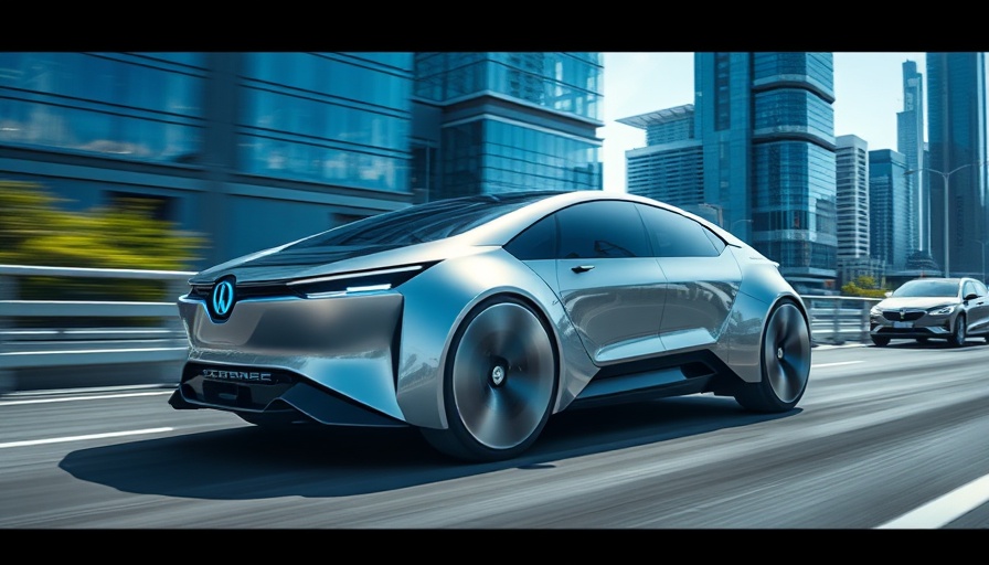 Futuristic electric vehicle on city road, showcasing General Motors EV strategy.