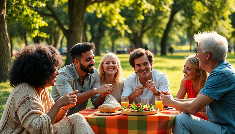 Diverse family enjoying a joyful picnic in a sunlit park.