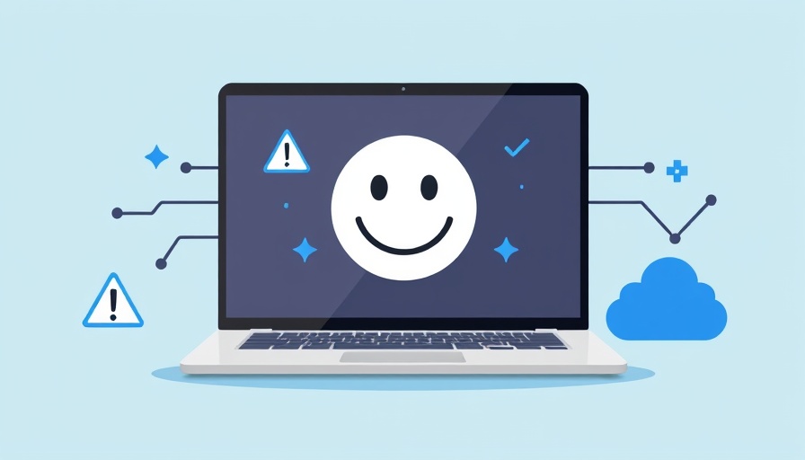 Abstract image depicting Google search service disruption with sad face on laptop.