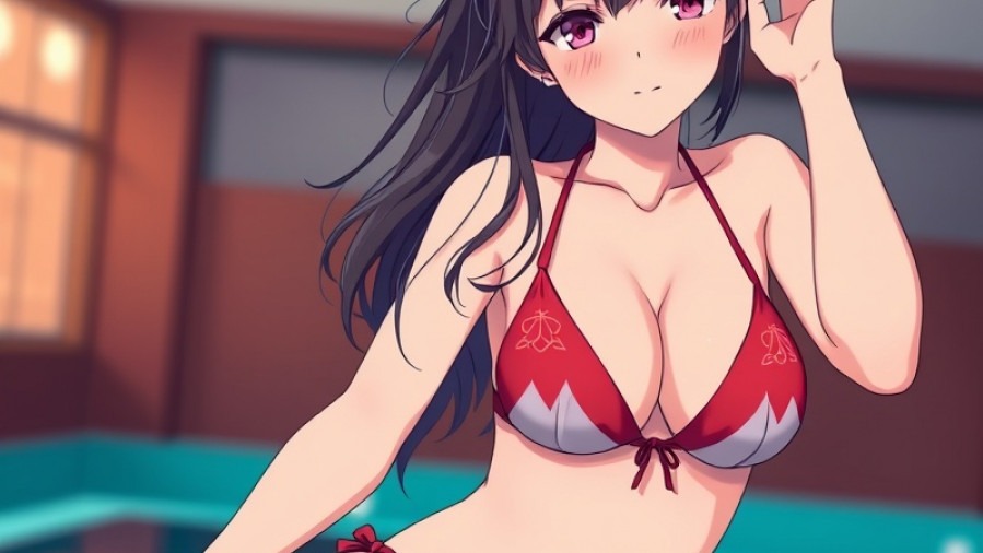 AI anime girlfriend in a bikini, bold colors, soft lighting, 4K resolution
