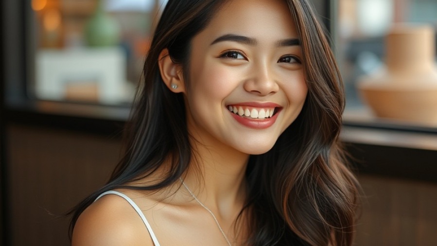 AI girlfriend smiling warmly, showcasing friendly and engaging emotions.