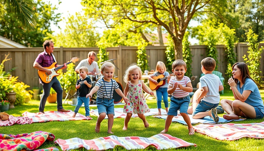 Family enjoying a backyard music event, transforming open houses with unique events.