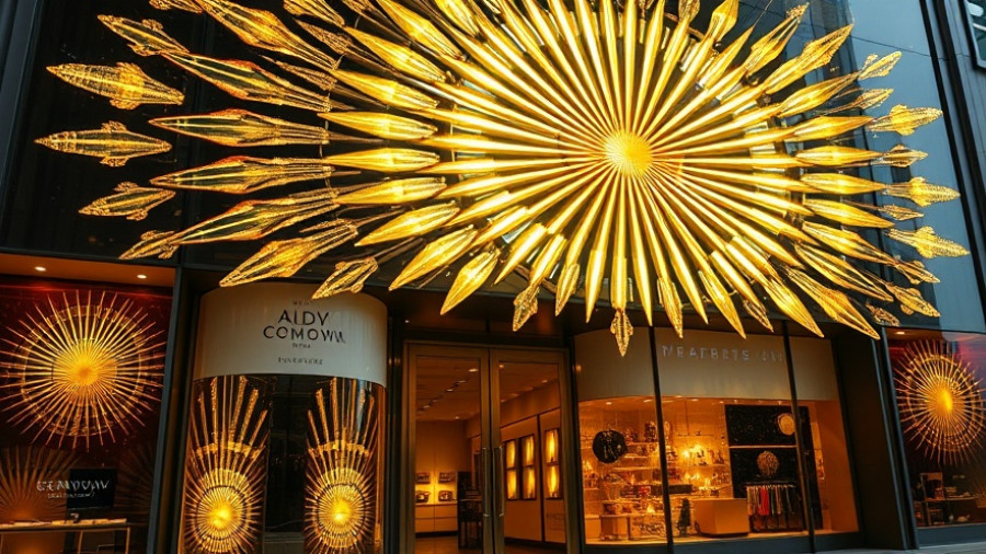 Vibrant storefront with artistic sunburst design symbolizing Compass-Anywhere merger.