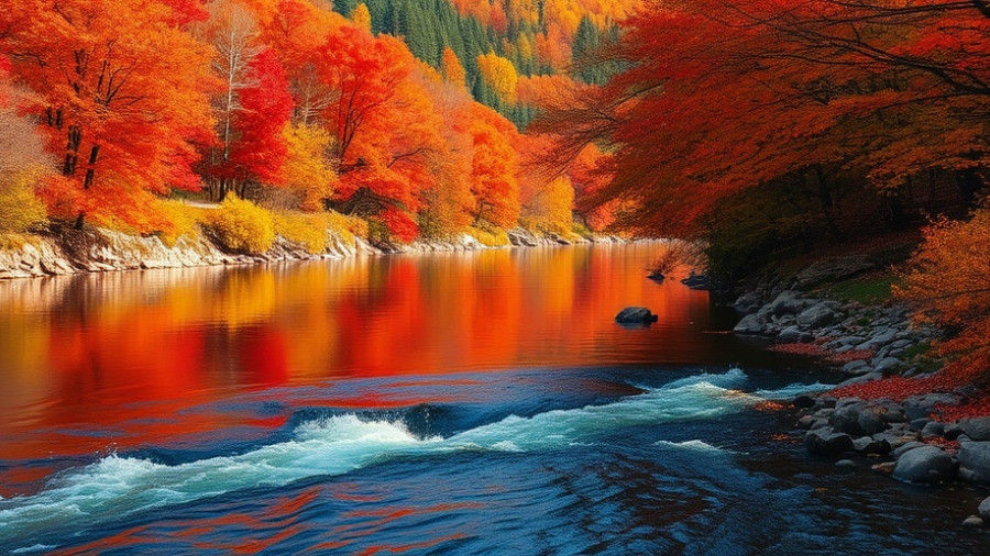 Vibrant autumn river landscape for affordable real estate lead generation.