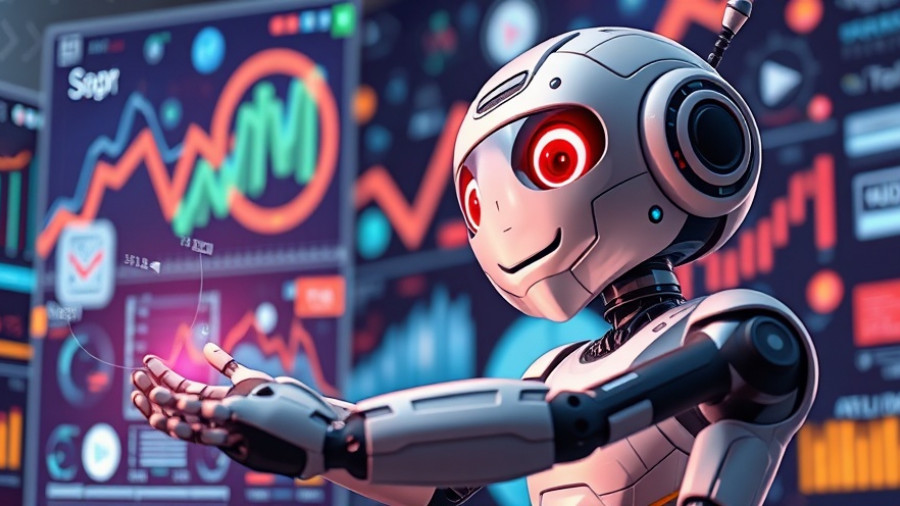 AI browsers change real estate: Futuristic robot with graphs.