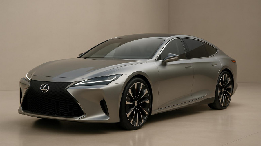 Lexus LS concept car showcasing futuristic design in minimalistic setting
