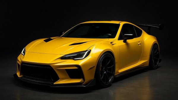 Customized yellow sports car at movie cars auction.