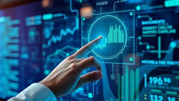 Futuristic interface illustrating Blockchain stock offering with digital data.